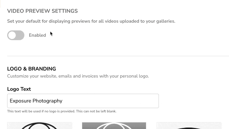 Default Video Preview Settings in NextZen website