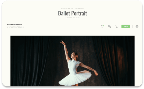Ballet dancer in white tutu, posed against dark curtains